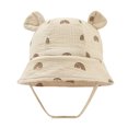 thumbnail image 1 of Zwiiyzr 2025 3-12 Months Infant Baby Boys Girls Summer Sun Protection Fashion Solid Colour Outdoor Sun-Hat Cute Bear Ears Sunscreen Hat Cap Khaki, 1 of 5