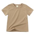 thumbnail image 1 of B91xZ Hauts Unis Unis pour Filles T-Shirt Col Rond Manches Courtes, Kaki 3-4 Ans, 1 of 4
