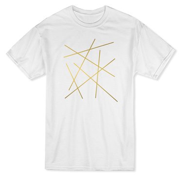 T-shirt Blanc pour Homme à Motif de Lignes Dorées Graphiques