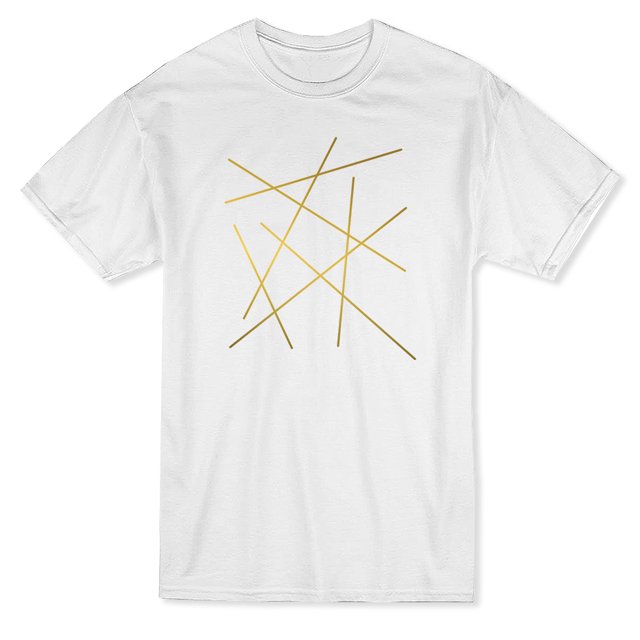 Graphic Golden Lines Pattern Design Men's White T-shirt