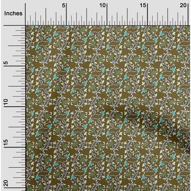 oneOone Viscose Jersey Fabric Leaves & Floral Block Print Fabric BTY 60 Inch Wide