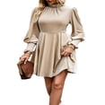 thumbnail image 1 of Women Velvet Mini Formal Dress Solid Color Long Sleeve Evening Gown, 1 of 9