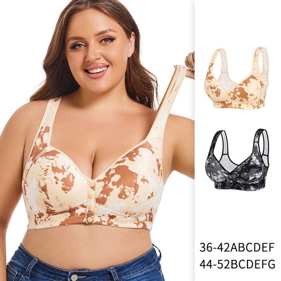 CFLVAEK Plus Size Bras for Women Front Closure No Underwire Push Up Bralettes Comfortable Stretch Full Coverage Everyday Bras for Big Bust Black 40B