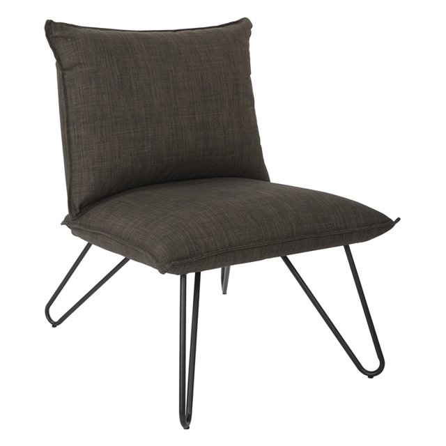 Chaise Riverdale en Tissu Brun Asphalte avec Pieds Noirs