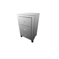 thumbnail image 3 of Kayla Mirrored Nightstand, Mirrored Nightstand, Bedroom Nightstand, MDF Nightstand, Mirrored Bedside Table, Silver Nightstand, Three Drawer Nightstand with Clear Knobs, 3 of 3