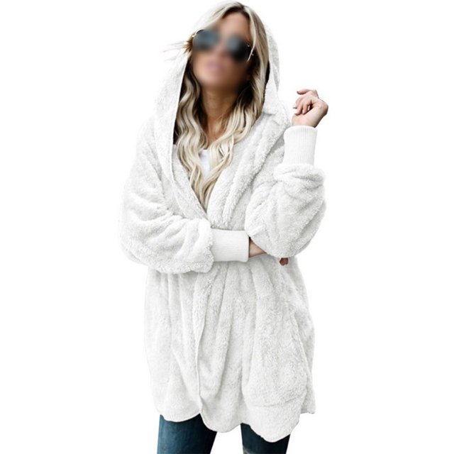 Innerwin Manteau à Capuche pour Femmes, Veste d'Hiver Chaude à Manches Longues, Blanc P