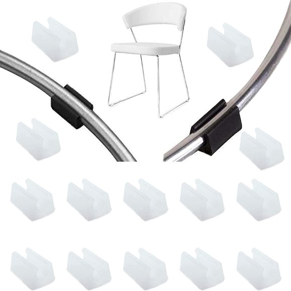 32pcs Chair Leg Glider Tube End Cap Pad Plug Stopper Furniture Floor Protector U Shape Plastic Chair Caps (14mm, White)