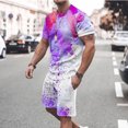 thumbnail image 2 of Men Print Short Sleeves Casual Beach Short Sleeve Round-Neck Blouses & Sets, 2 of 5