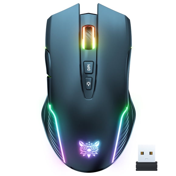 ONIKUMA ONIKUMA CW905 Wireless Gaming Mouse with RGB Lighting, 5 Adjustable DPI Speeds, 7 Programmable Buttons, Ergonomic Design, 700mAh Battery, Black/Pink Options
