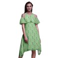 thumbnail image 1 of Bimba Green Bird Printed Womens Cold Shoulder Tunic Party Round Neck Shift Dress - X-Large, 1 of 6