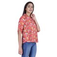 thumbnail image 3 of Moomaya Womens Printed Top Roll-Up Sleeve Collar Neck Button-Down Shirt, 3 of 7