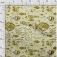 thumbnail image 3 of oneOone Georgette Viscose Olive Green Fabric Asian Block Fish Craft Projects Decor Fabric Printed By The Yard 42 Inch Wide, 3 of 4