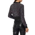 thumbnail image 3 of INSPIRE CHIC Women's Sequin Sparkle Zipper Cropped Bomber Jacket Rainbow XS, 3 of 5
