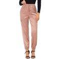 thumbnail image 1 of Unique Bargains Women's Drawstring Elastic High Rise Silky Satin Cargo Solid Pants Gray-Pink L, 1 of 6