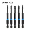 thumbnail image 1 of BTOER 5pcs Screwdriver For PZ1 For PZ2 PZ3 Screwdriver Bits 75mm For Pozidriv Set 1/4 Inch Hex Shank Magnetic, 1 of 9