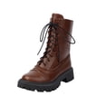 thumbnail image 2 of zhenglin Bottines à Lacets pour Femmes à Talon Bas Bout Rond - Bottillons Décontractés Style Britannique Audacieux pour l'Automne et l'Hiver, Design Tendance Chic Polyvalent avec Esthétique Douce et Cool, 2 of 8
