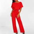 thumbnail image 4 of Kcodviy Combinaison Droite Tenue de Boîte de Nuit Femme Combinaison Courte Jambe Courte avec Ceinture Combinaison Extensible pour Femme Manche Combinaison pour Femme, 4 of 4
