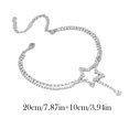 thumbnail image 3 of Bracelet de Cheville à Double Couche en Strass, Fantaisie Exquise, Brillant, pour la Plage, pour Femmes, 3 of 4