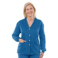 thumbnail image 1 of Silverts Women Fleece Cardigan Open Back Sweater, 2XL Plus Size, Blue, 1 of 2