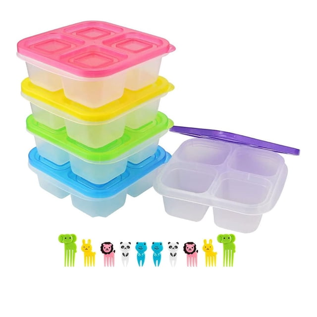 TIMIFIS Divided Dinner Plate 5Pc/7Pc Food Grade Compartment Lunch Box Plastic Fresh-Keeping Lunch Box with Lid Microwave Heating Lunch Box Meal Prep Containers Kitchen Gadgets