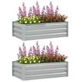 thumbnail image 1 of Outsunny Ensemble de 2 Bacs de Jardin Surélevés, Jardinière Galvanisée, Gris Pâle, 1 of 10