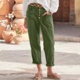 thumbnail image 1 of RXIRUCGD Pantalon Ample Décontracté d'Été pour Femme en Coton et Lin à Boutons, Vert Armée, Taille : S, 1 of 6
