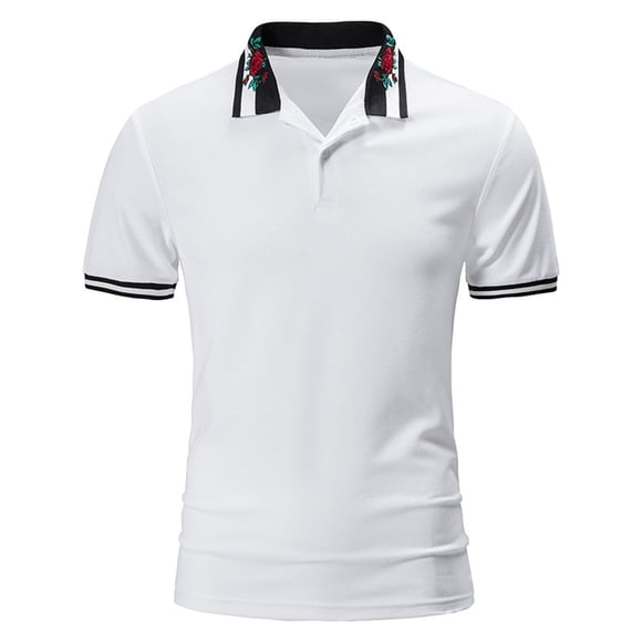Pisexur Mens Short Sleeve Polo Shirts Casual Slim Fit Golf Polo Shirt Turn-Down Collar Zipper Quick Dry Cotton Shirts