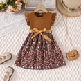 thumbnail image 1 of Robes pour Filles Robe d'Été Florale Nœud à Nouer à Empiècements Côtelée Sans Manches Ourlet à Volants Robe pour Tout-Petits Enfants Décontractée Plein Air Séance Photo, 1 of 8