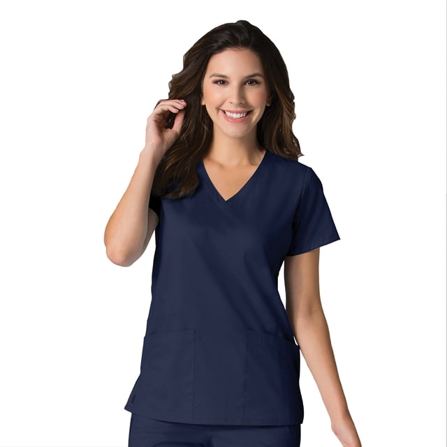 EON Women's COOLMAX V-Neck Mesh Panel Solid Scrub Top