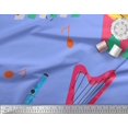 thumbnail image 2 of Soimoi Blue polyester Crepe Fabric Guitar & Xylophone Musical Instrument Print Fabric by the Yard 42 Inch Wide, 2 of 3