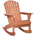 thumbnail image 1 of Outsunny Wooden Adirondack Rocking Muskoka Chair with Slatted Wooden Design, Fanned Back and Classic Rustic Style, Teak, 1 of 10