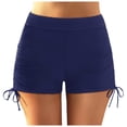 thumbnail image 1 of Riforla Swim Shorts for Women Plus Size High Waist Ruched Full Coverage Beach Shorts with Drawstring for Sports Bathing Suit Bottoms for Women Dark Blue M, 1 of 7