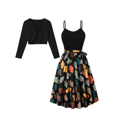 Pisexur Robe Vintage pour Femmes des Années 1950 à Col en V, Dos Nu, Sans Manches, Robes de Cocktail, Mode, Robes Midi à Fleurs, Élégante Robe de Bal Formelle, Robe Fluide pour Thé avec Cardigan à Manches Longues, Manteaux