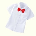 thumbnail image 4 of MeetoTime Baby Short Sleeve Blouse Solid Color Gentleman's School Uniform Button-down Shirt for Boys Baby Clothes 2-14Years, 4 of 5