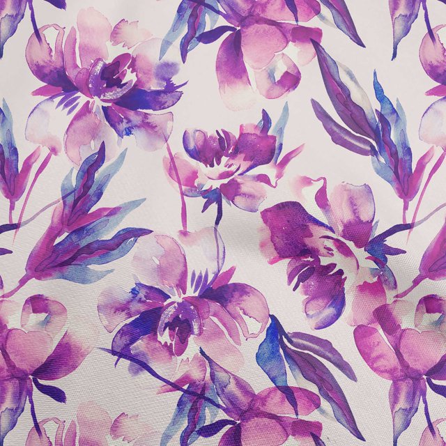 oneOone Polyester Lycra Purple Fabric Florals Craft Projects Decor Fabric Printed By The Yard 56 Inch Wide