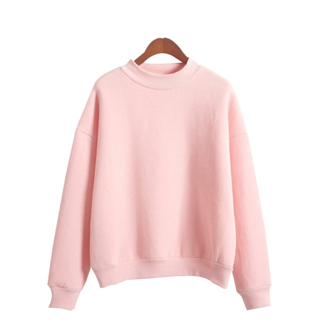 Col Rond Manches Longues Sweat-Shirt de Couleur Pure Femmes Épais Sweat-Shirt d'Hiver Femmes Vêtements de Fille