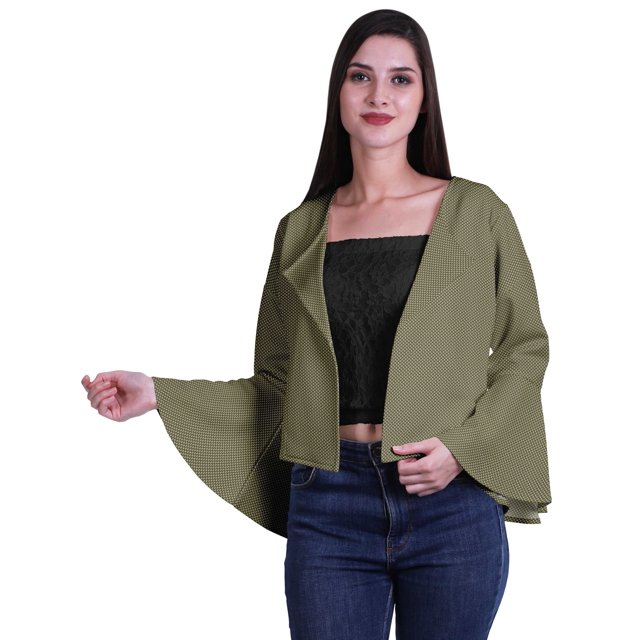 Moomaya Printed Summer Clothes For Women Front Open Bell Sleeve Short Shrug Cardigan