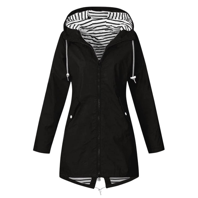CEHVOM Manteau Décontracté Uni pour Femme, Extérieur, Grande Taille, à Capuche, Coupe-Vent, Ample