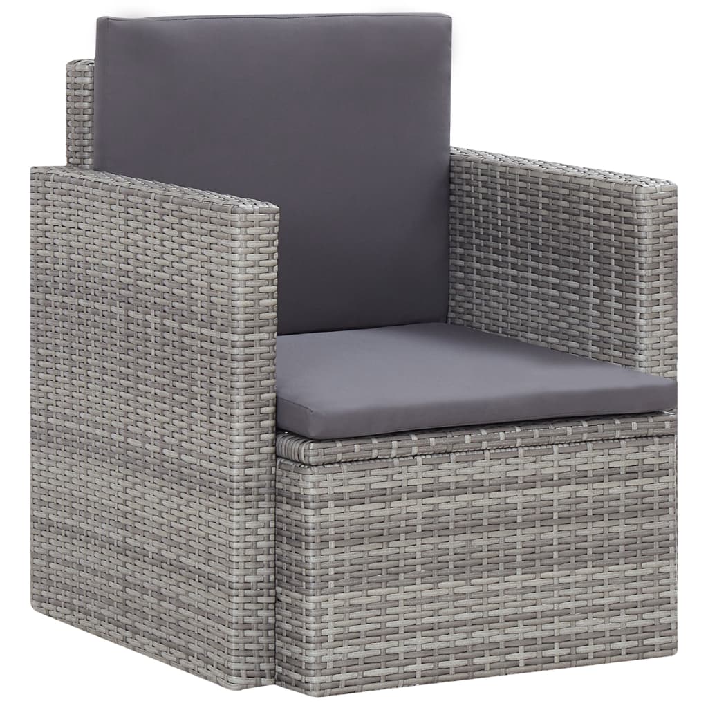 vidaXL Chaise de Jardin avec Coussins en Rotin Gris
