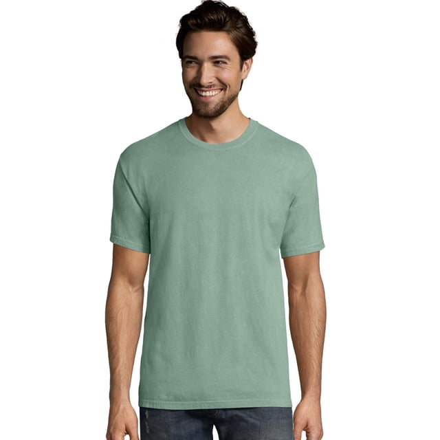 Hanes T-Shirt à Manches Courtes Teint en Pièce ComfortWash pour Hommes Grande Taille, TG, Vert Cyprès