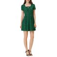 thumbnail image 2 of INSPIRE CHIC Women's Printed Square Neck Short Sleeve A-Line Prom Dress S Dark Green-Stars, 2 of 7