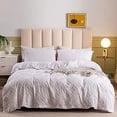 thumbnail image 1 of Apex Global Duvet Cover Queen - 3 Piece - Microfiber Tufted Boho Textured Duvet Cover - Jacquard Rhombus Geometric Pattern with Corner Ties & Zipper Closure (White)…, 1 of 1