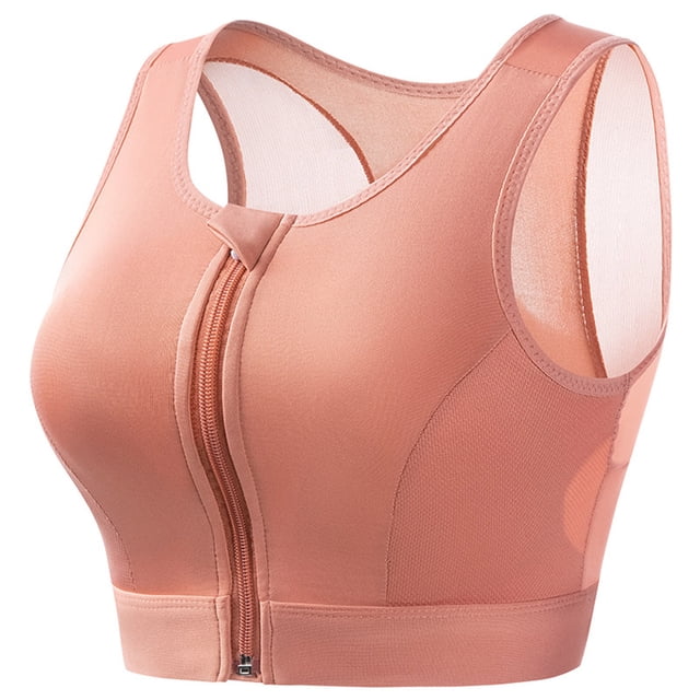 Xfvqtps Front Zipper Sports Bra for Women Back Mesh Breathable Racerback Yoga Workout High Impact Sports Bra Red
