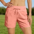 thumbnail image 3 of Yammkia Shorts Taille Haute Femme Shorts de Course Tissés à Taille Froncée Coupe Régulière pour Femmes avec Poche (Rouge Melon D\'eau, TTG), 3 of 4