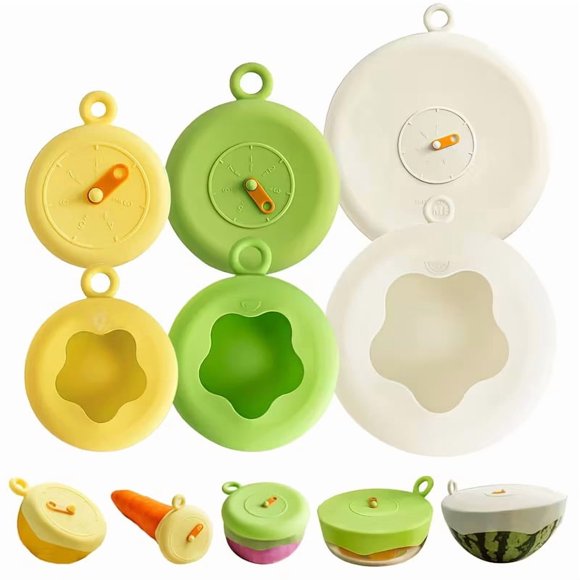 3pcs Silicone Stretch Lids Set Reusable Elastic Food Covers for Bowls
