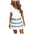 thumbnail image 2 of Robes d'Été Grande Taille pour Femmes Décontractées à Col en V Sans Manches, Robes à Rayures avec Empiècement, Bretelles, Ceinture, Robe Courte, Robes de Boîte de Nuit pour Femmes 2023 en Liquidation, 2 of 6