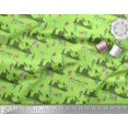 thumbnail image 3 of Soimoi Green Poly Georgette Fabric Humans,Sleigh & Mountains Holiday Printed Fabric 1 Yard 42 Inch Wide, 3 of 3