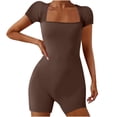 thumbnail image 1 of LOVZFMLL Women's Summer Yoga Short Sleeve Neck Short Jumpsuit Motion Rompers Outfit Coffee XL, 1 of 5