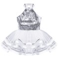 thumbnail image 3 of Oyolan Robe Justaucorps de Danse de Ballet Métallisée à Paillettes Scintillantes pour Filles Enfants avec Jupes Tutu en Maille Robes de Performance Blanc 14, 3 of 7
