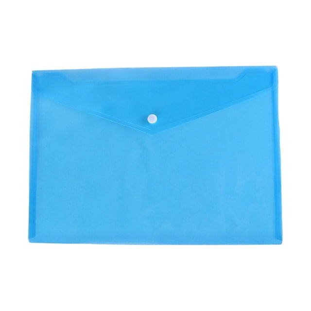 Blue Translucent Poly Envelope 1 Pcs Document Envelopes with Snap Button Quality Clear Document Folder for A5 Size, Document Folder with Snap Closure, Project File Document Wallet, Office Folder